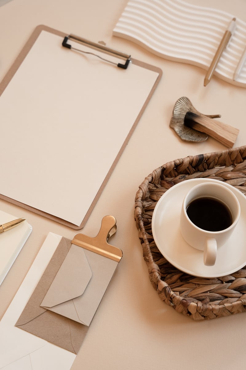 Elegant Office Flatlay of Office Supplies